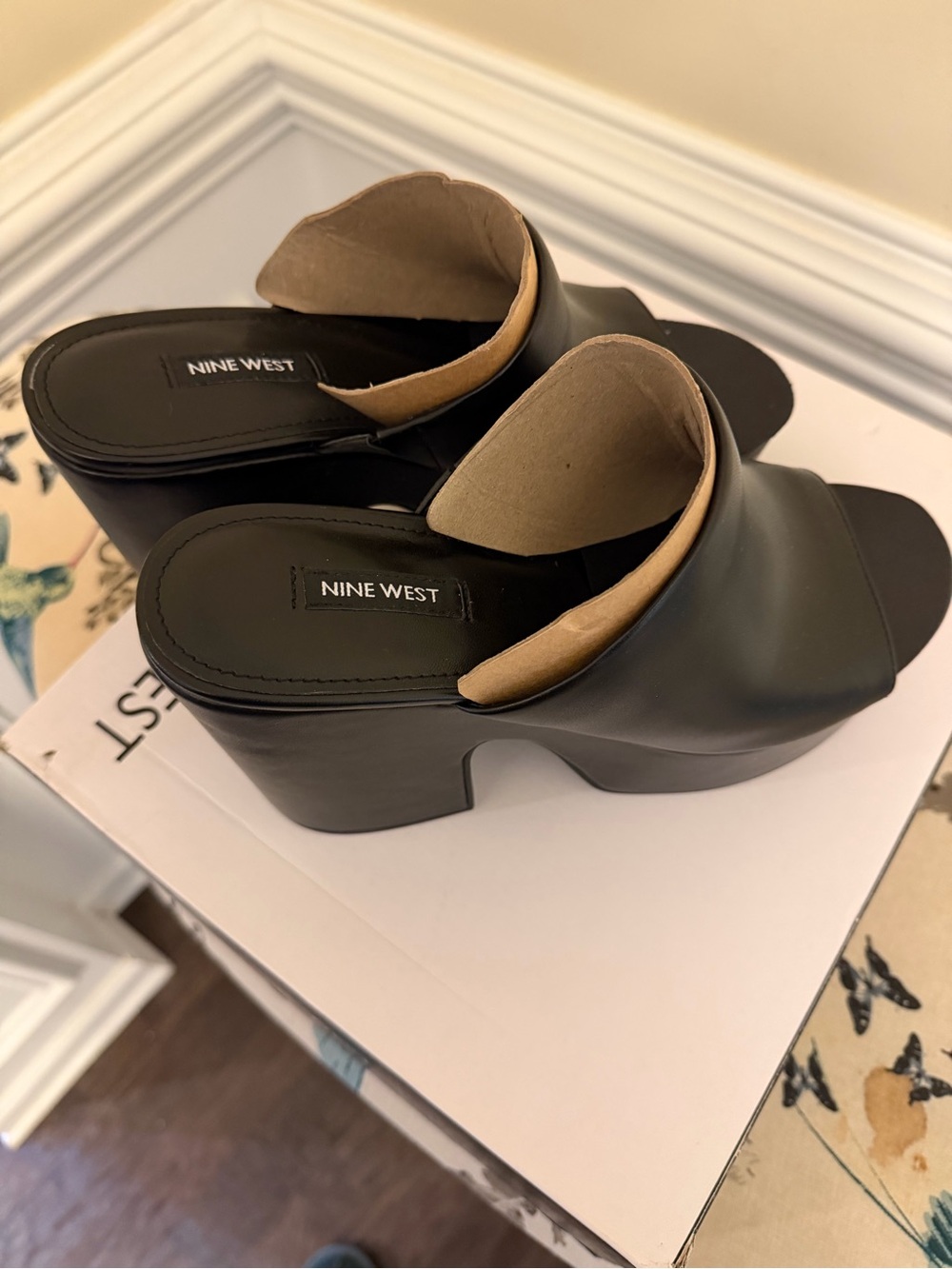 Nine West Olley  Black Platform Mule Sandals